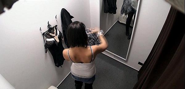  Young Girl Fitting Bra in Shopping Mall